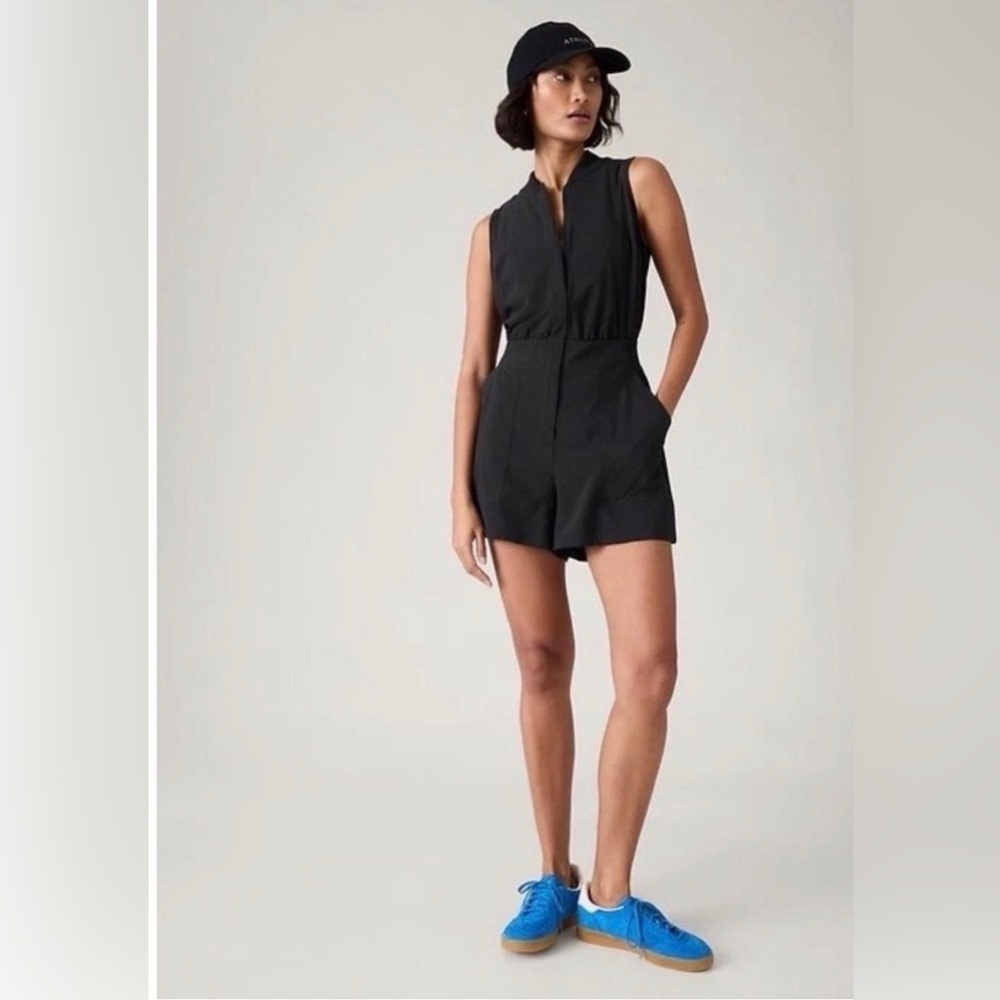 Athleta Brooklyn Utility Shorts Romper in Black Size 12 EUC - Picture 7 of 8